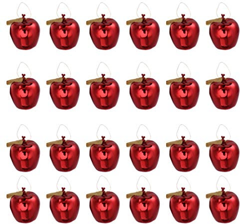 Ciieeo 24 Stücke Weihnachten Apfel Anhänger Hängende Verzierung Kunststoff Simulation Apfel Anhänger Hängende Apfelverzierung für Weihnachtsbaum Wohnkultur (Rot)