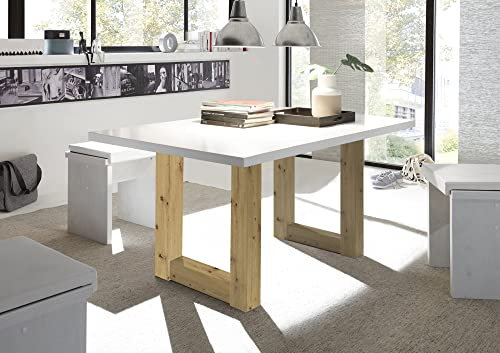 58 aufm Kessel Esszimmertisch Eila 2 180 x 90 x 75 Esstisch Asteiche/Weiß Matt Lack 13333-180