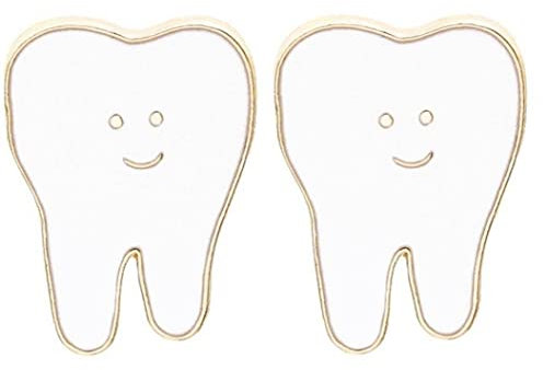 Emaille Zähne Brosche Stifte 2pcs Cartoon Zahnform Brosche Legierung Zahnmuster Revers Zahnstiftzubehör