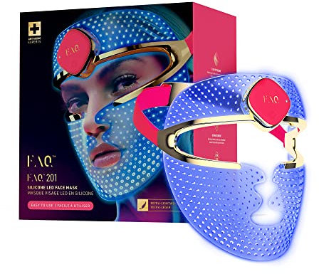 FAQ 201 RGB LED Lichttherapiemaske fürs Gesicht | Anti-Aging/-Falten | Hautpflege m. Fleckenbehandlung | Akne-Behandlung | Kabellose LED-Gesichtsmaskenkosmetik | 600 Lichtpunkte | Tragbare Hautpflege