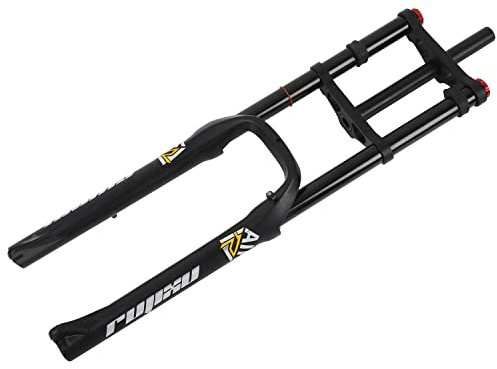 RUJIXU 26 Inch Fat Fork Travel 170mm 4.0 Tire MTB Bike Air Suspension Fork 1-1/8 Double Shoulder Rebound Adjustment Disc Brake QR Bicycle Front Fork for Snow Beach E-Bike