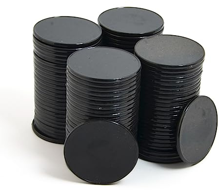 Smartdealspro 32 mm undurchsichtiger Kunststoff-Lernzähler, Mini-Poker-Chips, Spielsteine mit Aufbewahrungsbox (flach, 100 Stück, schwarz)
