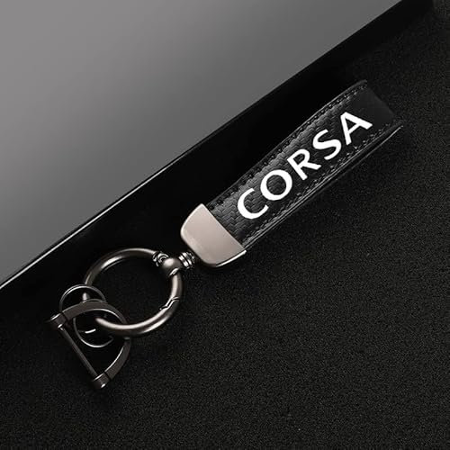 JUNZAI Porte-clés de Voiture, pour Opel Corsa, Porte-clés pour Hommes et Femmes, Cadeau de Famille, Accessoires de Voiture,Black