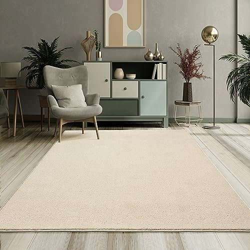 Mia's Teppiche Emely Moderner Weicher Kurzflor (17 mm) Wohnzimmer Teppich - Creme - 160x230 cm