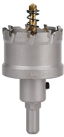 Vearter 45mm Hartmetall Lochsäge, Lochbohrer Bohrer mit Zentrierbohrer, Hartmetallbohrer für Metall, Edelstahl, Baustahl, Aluminium, Kupfer, Eisen, Kunststoff, Glasfaser