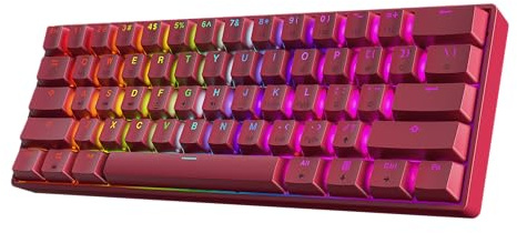 HK GAMING GK61 60% v3 | Teclado mecánico para juegos Hotswap | 61 teclas multicolor RGB LED retroiluminado para PC/Mac Gamer | Diseño estadounidense (rosa, Gateron óptico negro)