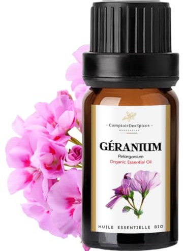 Huile Essentielle de Géranium Bourbon Bio 100ml • Pelargonium Graveolens • 100% Pure, Certifiée • Aromathérapie, Peau, Équilibre Hormonal • Soins du Corps Femme, Anti-Âge, Relaxation
