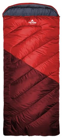 Teton Celsius XXL 0 Grad Schlafsack Allwetterschlafsack für Erwachsene Camping leicht und warm gemacht Kompressionssack inklusive, Rubin