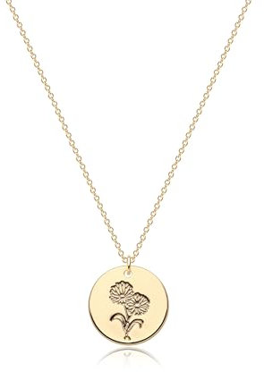 Jenosy Kette Damen Gold Kette mit Geburtsblumen November Personalisierte Kette mit Blume Zarte Kette mit Chrysantheme Anhänger Hypoallergene Vergoldete Kette Modeschmuck für Frauen und Mädchen