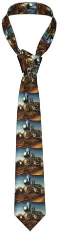 HAHAFU Zug und Eisenbahn Herren Krawatten Klassische Seide Herren Krawatten Formell Bedruckte Krawatten Für Party Arbeit Business Hochzeit, Schwarz , Einheitsgröße