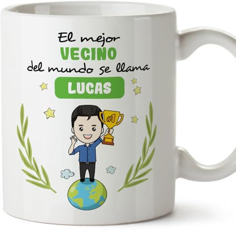MUGFFINS Tazas Personalizadas para VECINO - En Español - Eres Mejor del Mundo - 11 oz / 330 ml - Regalo personalizable original y divertido