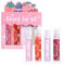4Pcs Roll On Lip Oil Hydrating Lipgloss Set, Lip Shine Fruit Lipgloss, Transparent Plumping Lipgloss Natürlicher Glanz, Kristallgelee flüssiger Lippenstift Langanhaltende Lippenpflege für Frauen Mädch