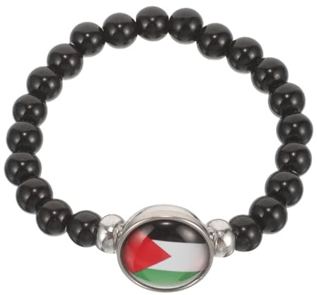 CALLARON Palestine Flag Bracelet, Country Flag Beaded Bracelet Wrist Wraps Palestine Israel Map Elastic
