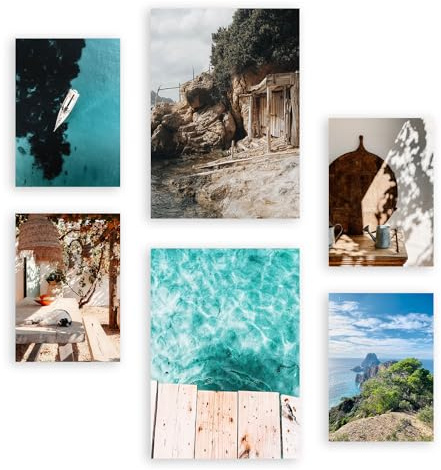 Nacnic 6er-Set Ibiza Spain 2 Poster. In Fotografie. Ästhetische Deko-Drucke für Ihr Wohnzimmer, Schlafzimmer, Zuhause Größen A4 und A3