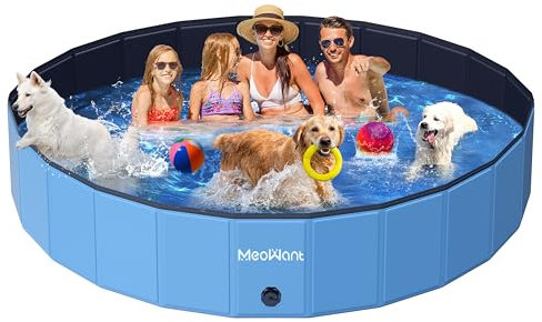 Meowant Piscine pour Chiens, piscines Pliables pour Chiens de Grande Taille, Piscine de Bain pour Animaux de Compagnie, Baignoire Portable antidérapante pour Chien intérieure et extérieure (246 * 40)