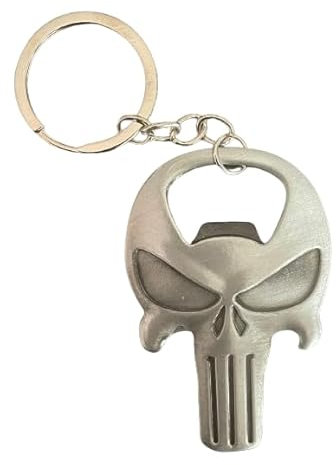 Generic Skull Keyring Bottle Opener Compatible with Punisher Superheroes Gadget Accessories Gift Idea for Men Women Children Fantasy Cosplay, silver, One size