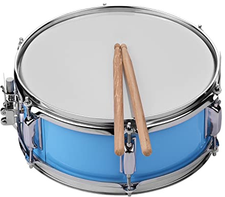 Btuty 12inch Snare Drum Head with Drumsticks Shoulder Strap (Light Blue)