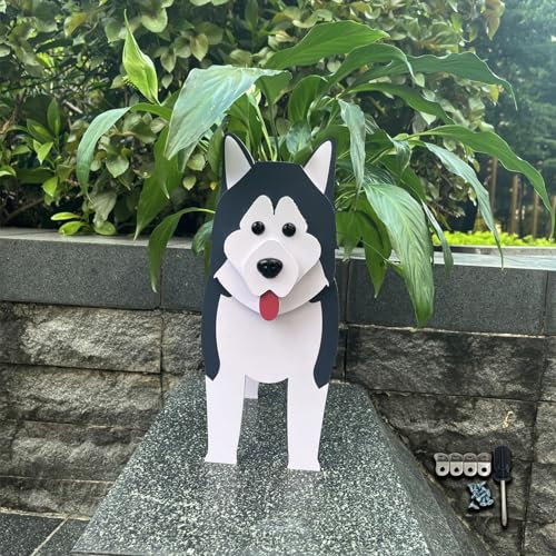 Hunde-Pflanzgefäß, großer Blumentopf, große Tierblume, Kaktus-Pflanztöpfe für den Außenbereich, Gartendekoration, Alaskan Malamute Pflanzenaufbewahrungsbehälter, Halter, Büro, Zuhause,