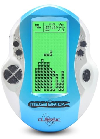 TAQY Kreativ Spielekonsole blockieren Einstellbare grüne Hintergrundbeleuchtung 26 Ziegelspiele Elektronisches Spiel Retro Tragbare tragbare Spielmaschine Spielzeuge Kinder-/Festtagsgeschenke (Blue)