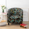 Surwin Sesselbezug Sesselschoner mit Elastisch Stretch Husse, Blumendruck Sesselüberwurf Universal Chair Schonbezug Sofabezug für Clubsessel Lounge, Cocktailsessel (One Size,Schwertlilie)