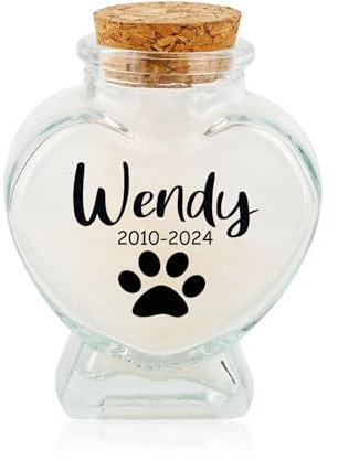 Bouteille en verre personnalisée pour poils de chien avec nom et date personnalisés pour poils d'animaux de compagnie - Boîte de rangement pour perte de poils d'animaux et cendres