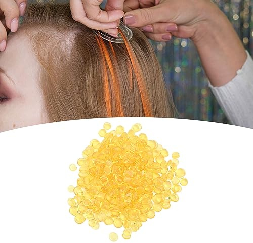 100g Keratin-Kleber-Granulat-Perlen, Hot-Fusion-Extensions-Werkzeug für Haarverlängerungen, transparentes gelbes Keratin-Kleber-Granulat-Perlen-Fusion-Haarwerkzeug