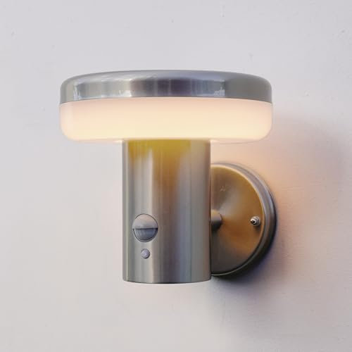 NBHANYUAN Lighting Außenlampe mit Bewegungsmelder,4 Beleuchtungsmodi Wandleuchte Aussen,PIR Haustür Lampe für Balkon,Garten Terrasse IP44 Wasserdicht,Warmes Licht Silber