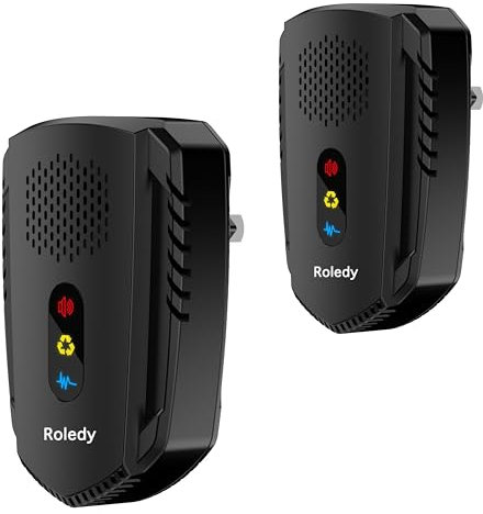 ROLEDY® Répulsif Ultrasons 3 Modes de Fonctionnement, Mode Silencieux, Efficace Contre Les Rats Rongeurs Souris Fourmis, Araignées, Moustiques, Cafards, Non-Toxique, sans Radiation, 2 Pack
