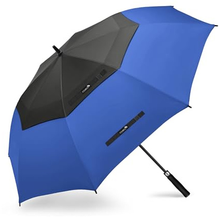 ZOMAKE Regenschirm Groß Sturmfest XL - 62 Zoll Großer Golfschirm Automatik, Zweifarbig (Schwarz-marineblau), Winddichter Partnerschirm Stabil für 2-3 Personen