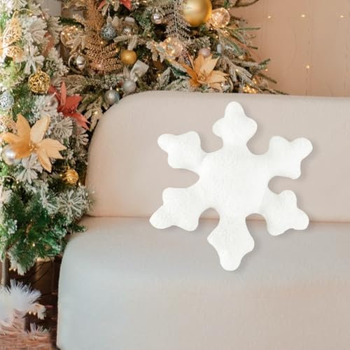 MILIAFLICK Weihnachtskissen Schneeflocken Kissen Weihnachten Plüsch Christmas Pillows Weihnachten Kissen Weihnachts Kissen Weihnachtsdeko Kissen für die Dekoration von Sofa Bett (50 cm,Weiß)