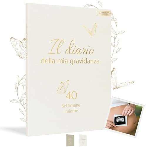 HuBorns - Schwangerschaftstagebuch um Jeden Moment Woche für Woche Festzuhalten mit Platz für Fotos und Ultraschall, Schwangerschaftsbuch zum Ausfüllen und Festhalten (Klar, Italienisch)
