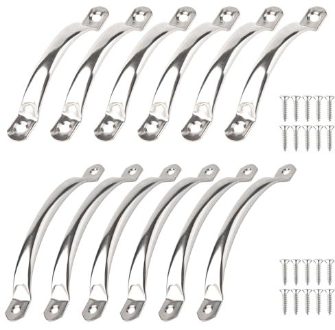 TPTGIAR 12 PCS Kitchen Cupboard Handles, Stainless Steel Kitchen Door Handles, 80/128mm Hole Spacing, Cabinet Handle with 32 Screws for Drawers Cabinets Furniture