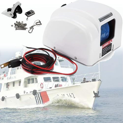 DPLWJPP Electric Anchor Winch Marine Anchor Winch With Remote Control,12v Saltwater Boat Windlass Anchor Winch Kit,For Boat Trailer Caravan Marine