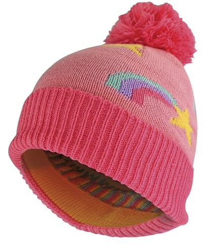 Sock Snob Girls Rainbow Beanie Hat with Bobble | Kids Warm Winter Hat with Pom Pom