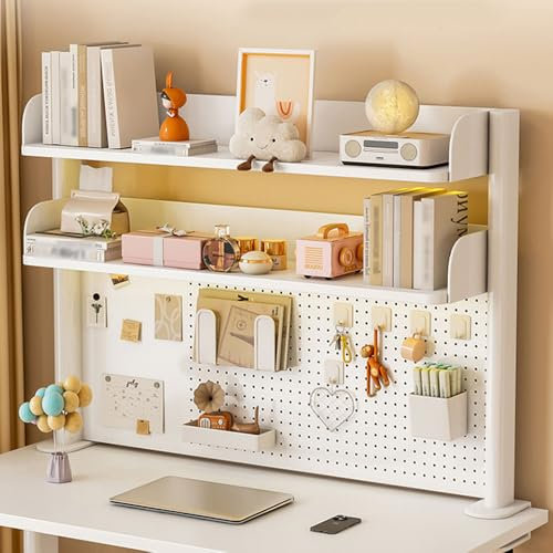 RNQZ anklemmbares Schreibtisch-Organizer-Regal, Computer-Schreibtisch-Zubehör fürs Büro, anklemmbares 23,6 Zoll/31,5 Zoll/39,4 Zoll Schreibtisch-Regalsystem,Weiß,100cm