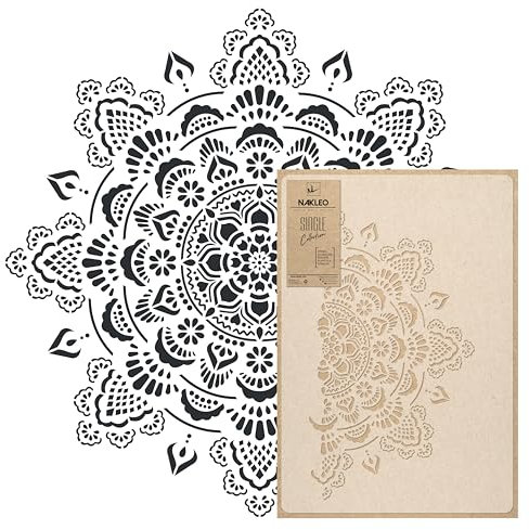 NAKLEO Mandala Große Malschablonen, Durchmesser 89 cm, Boho Mandala Schablone, Wiederverwendbare Kunststoff Wandschablone DIY, geometrische Mandala-Muster für Malerei Wand Boden Holz Stoff Möbel