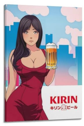 VBHEJRNE Poster, Motiv: Tokyo Kirin Beer Girl, dekoratives Gemälde, Leinwand, Wandposter und Kunstdruck, moderne Familienschlafzimmer-Dekoration, Poster, 20 x 30 cm