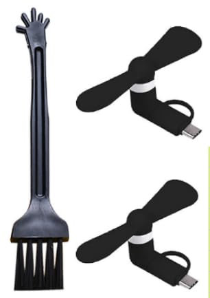 SEMINISMAR Mini ventilatore per cellulare, mini USB portatile, ventilatore USB, piccolo e silenzioso, ventola 2 in 1 per telefoni Android/tipo C (nero x 2 PCS)