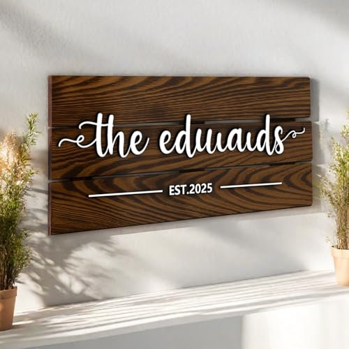 DGJSSK Letreros de madera personalizados para decoración de casa de campo, placa personalizada para puerta, letrero de madera colgante personalizado nombre, letreros de jardín (rojo)