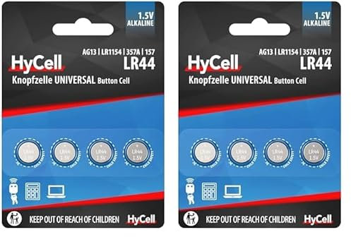 HYCELL 1516-0024 Alkaline Knopfzelle, 4X LR44 1,5V (Packung mit 2)