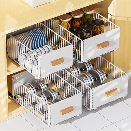 Vortix 2 Paquetes Cajones Extraibles Para Cocina, Cajones Deslizantes Para Cocina, Bandeja Extraible Armario Cocina, Organizador de Cajones, no Requiere Taladrar Ni Clavar, Bandeja Extraible Armario