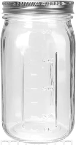 CulnCraz 32 oz Glass Wide Mouth Mason Jars, 6 Pack Glass Canning Jars with Silver Aluminum Lids and Bands, Airtight Jars for Food Storage, Canning, Overnight Oats, Fermenting, Pickling, Decor