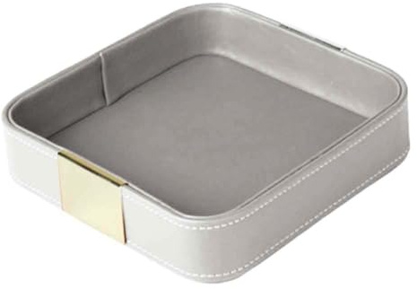 NONDK Leather Desktop Storage Tray Catchall Organizer Tray for Entryway Table to Hold Jewelry Watch Phone Wallet Container B