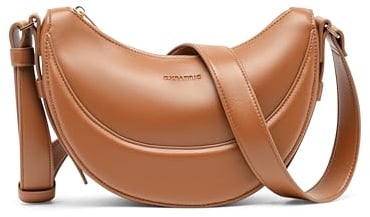 Expatrié Sac à Épaule Femmes - Livia - Half Moon Bag en Cuir Vegan - Sac à Main avec Bandoulière au Design Demi-lune - Hydrofuge