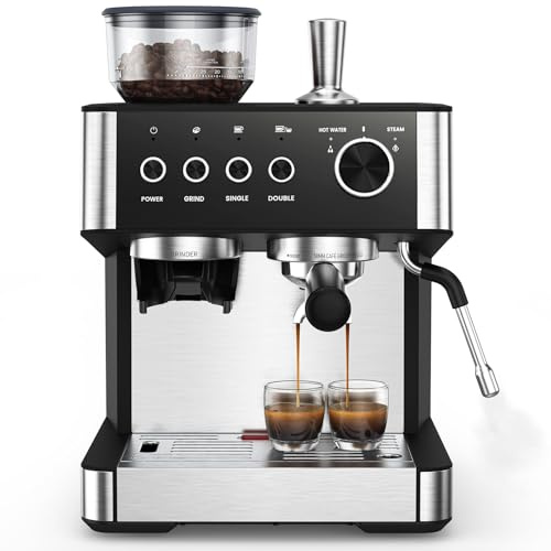 Electactic 20 Bar Espresso Machine with Built-in Anti-Clog Coffee Grinder