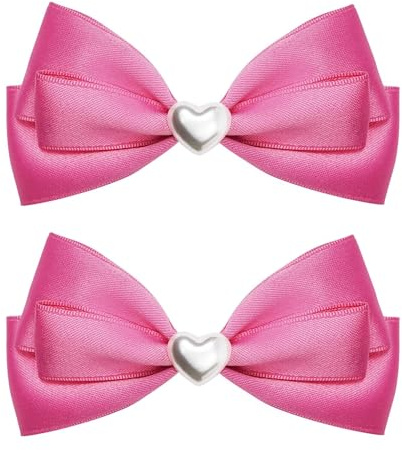 Pince à Cheveux Nœuds 2 Pièces Barrette Noeud Femme Nœud Satin Cheveux Accessoire Noeud Française pour Femmes et Filles, Saint-Valentin, Mariage, Anniversaire (Rose Foncé)