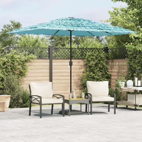 Sonnenschirm mit Stahlmast Blau 300x200x250 cm, Rechteckiger Gartenschirm aus Polyester & Stahl, UV-Schutz, Kurbelmechanismus, für Terrasse, Balkon, wetterfester Sonnenschutz Außenbereich