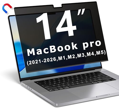 YBTFBG Magnetischer Blickschutzfolie für Macbook Pro 14 Zoll (2021-2026, M1, M2, M3, M4, M5, Pro, Max), Abnehmbarer Laptop Sichtschutzfilter und Blendfreier Blaulicht Sichtschutzfolie