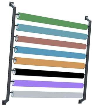 Générique Présentoir for Nuanciers De Rideaux, Étagère Métallique avec Tringle Suspension Réglable, Fixation Murale for Papier Peint(130cm for 8 Floors)