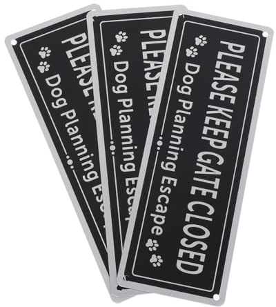 CLISPEED Panneau de Portail en Alliage D'aluminium Brossé Résistant aux Intempéries, Lot de 3 Panneaux « Porte Fermée » Faciles à Lire pour Jardin, Clôture et Sécurité Animaux